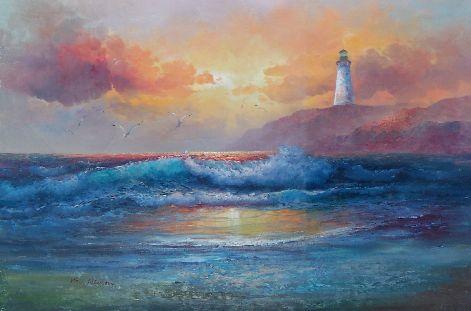 Oils - Lighthouse at dawn. Free delivery was sold for R500.00 on 16 Feb ...