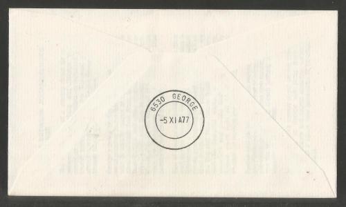 Republic of South Africa - SA AIRWAYS (SAA) FLIGHT COVER # 27 1977 JHB ...