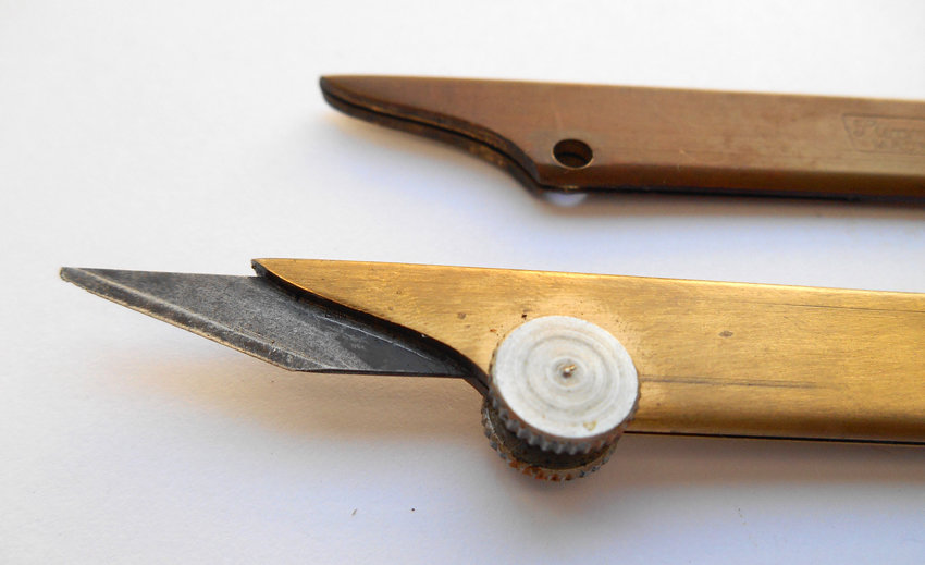 2 x Vintage Swann & Morton brass scalpel/utilty /model building knife handles