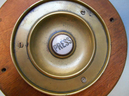 vintage doorbell wood brass porcelain