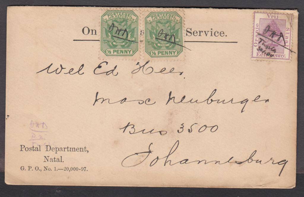 Zuid Afrikaansche Republiek 1900 VERY SCARCE COVER MIXED FRANKING zuid-afrikaansche-republiek-1900-very-scarce-cover-mixed-franking