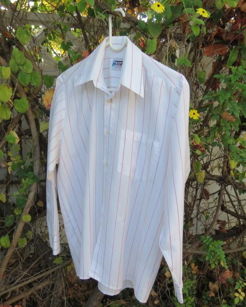 Handsome white embossed long sleeve shirt with red stripes by JAC TISSOT size Medium.Excellent cond