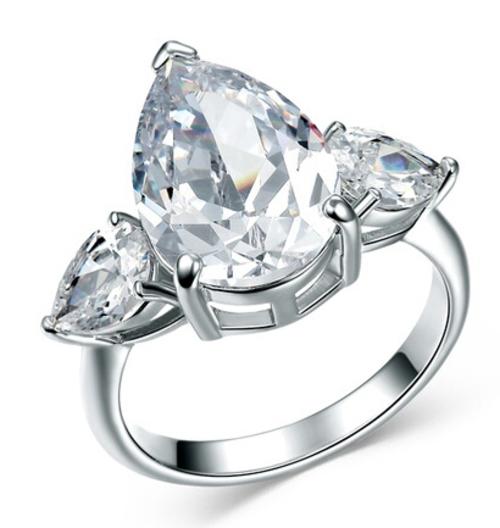  Rings  4 CARAT Pear Shaped Created Diamond Engagement  