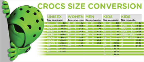 crocs kids shoe size