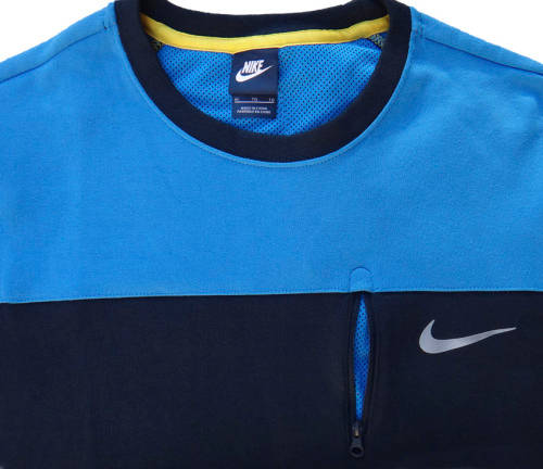 T-shirts - Original Mens Nike Sweat Shirt Front Zipper Pocket Black & Blue 895138 451 Extra 