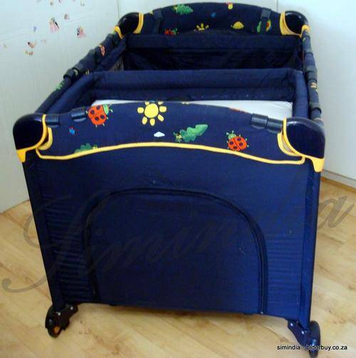 Cots Baby Camp Cot With nappy changing, storage with mosquito net and