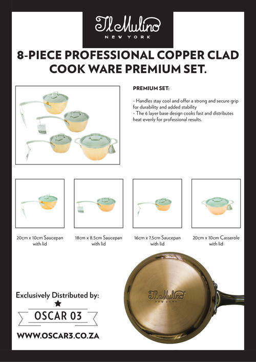 Cookware Sets il Mulino New York cookware 8Piece copper clad pots