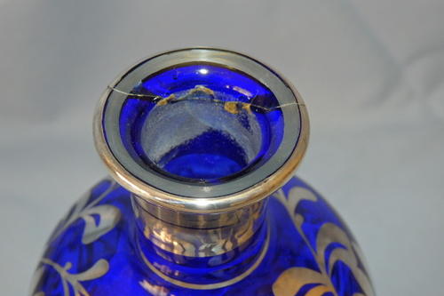 Decanters A Spectacular Vintage Venetian Cobalt Blue Glass Liqueur Decanter Set With Silver