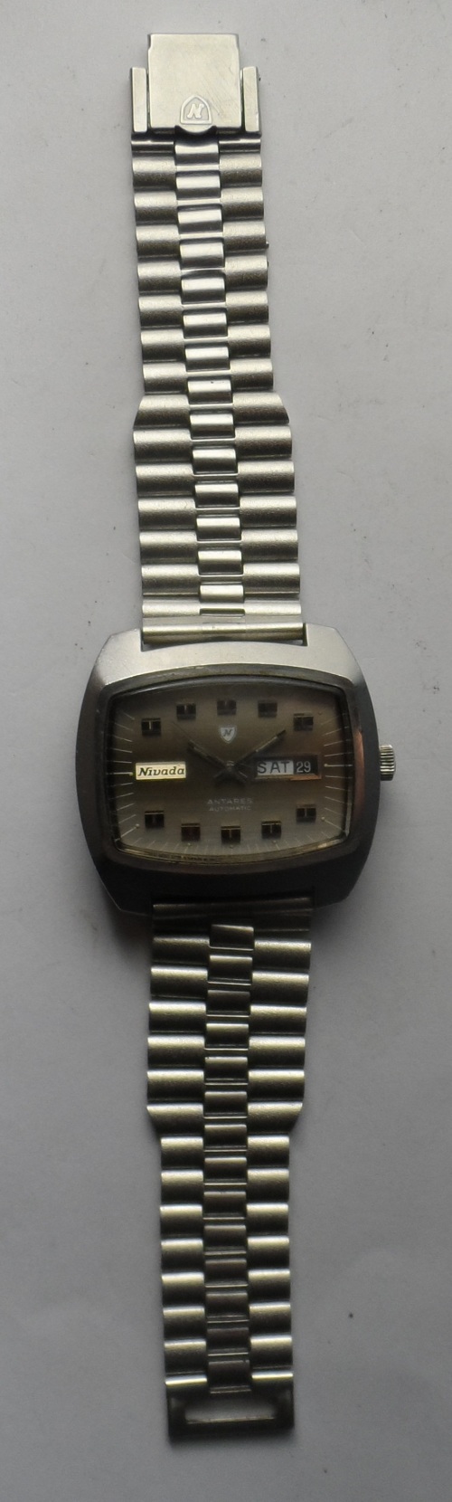 期間限定送料無料】 gents 1970s ss nivada automatic day date watch as 2066 service 6m  warranty