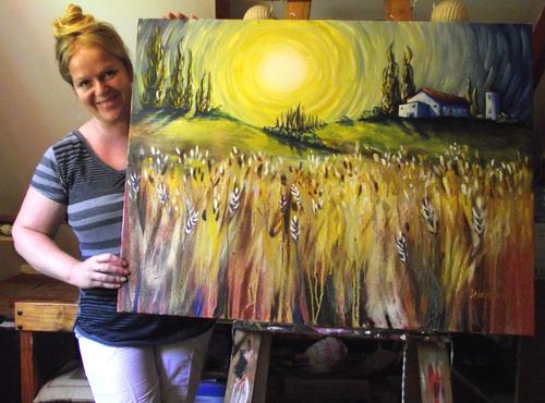 Cherie Roe Dirksen with her painting 'A new vision'