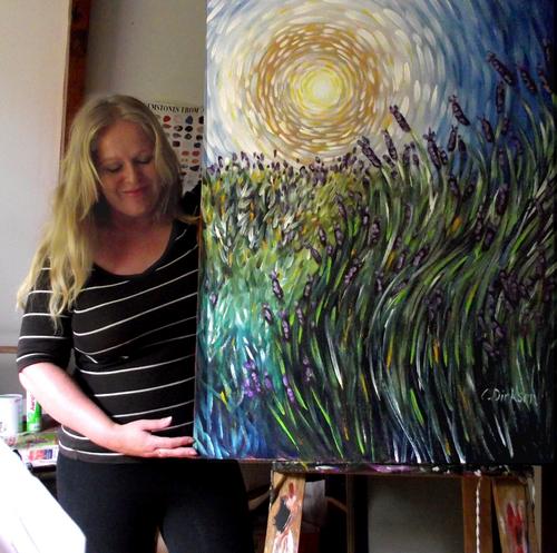 Cherie Roe Dirksen with her painting 'Lavender in Motion'