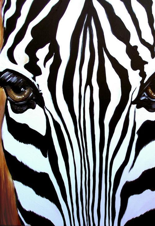 Acrylics - 'ZEBRA FACE' Large Original Acrylic Painting by Cherie Roe ...