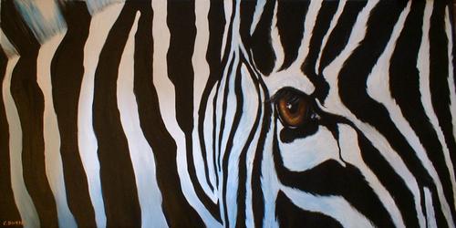 'Zebra' by South African Artist, Cherie Dirksen - Large Acrylic Painting