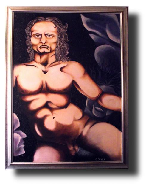 HUGE ORIGINAL PAINTING BY CHERIE DIRKSEN - MALE NUDE