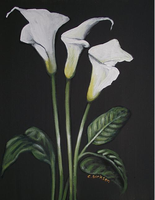 Acrylics - 'WHITE CALLA LILIES' --- Original Acrylic Painting by South ...