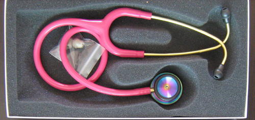 pink littmann stethoscope with rainbow finish