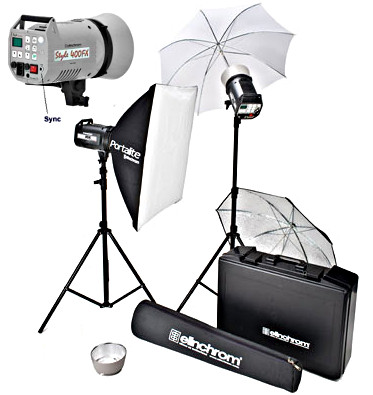 Kit contents (the two strobes are the 400FX as shown in top left)