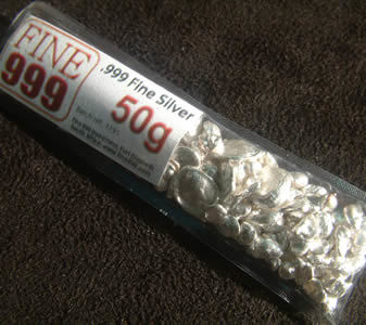 .999 fine silver granules/nuggets/pellets by fine999.com