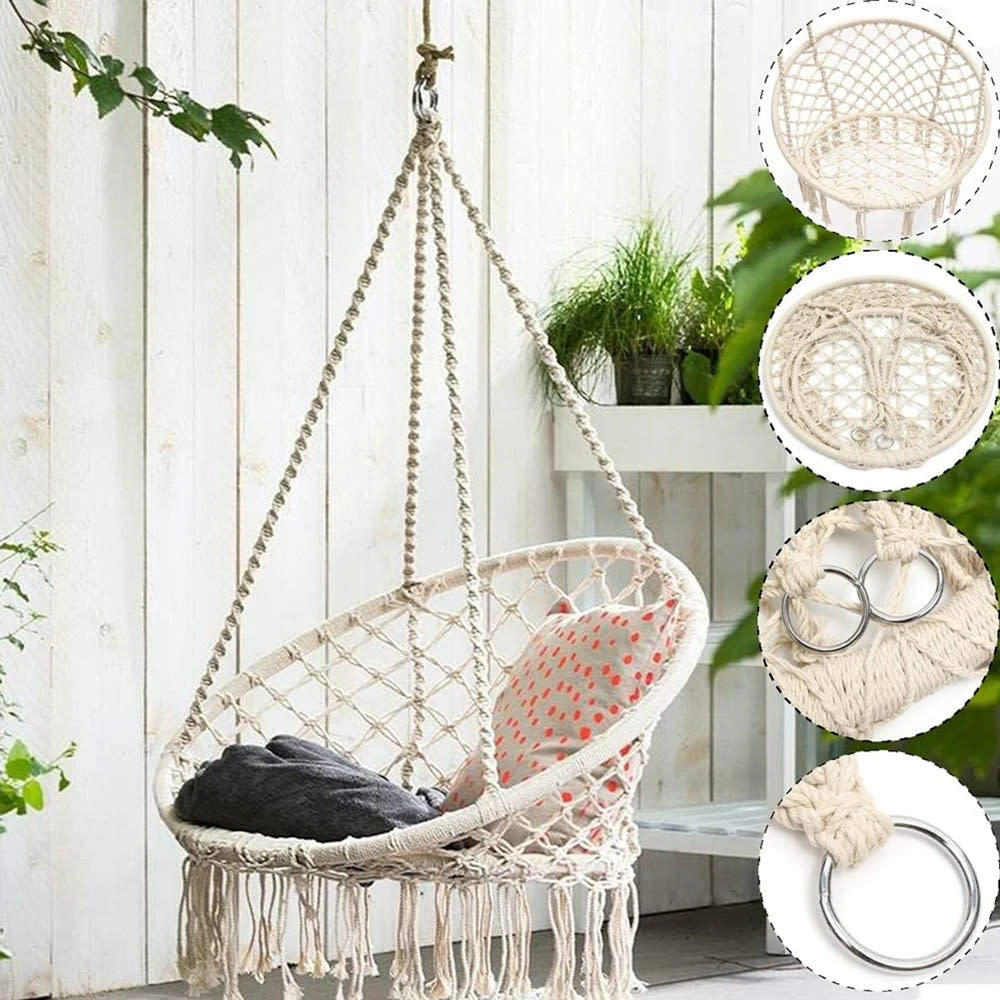 Swings & Slides - Hammock Rocking Chair Nordic Style Hanging Tassel 