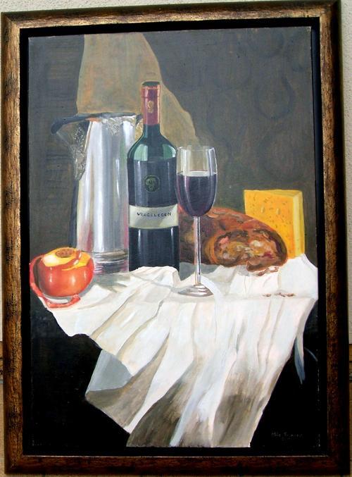 vergelegen,wine,mike taljaard,oil on canvas, realism