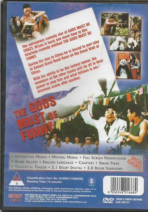 Movies - The gods must be funny - DVD - NIXAU (from gods must crazy) & Cynthia Kahn was sold for on 25 Mar at 18:03 by koos499 in Rayton (ID:221796823) Movies - The gods must be funny - DVD - NIXAU (from gods must crazy) & Cynthia Kahn was sold for on 25 Mar at 18:03 by koos499 in Rayton (ID:221796823)