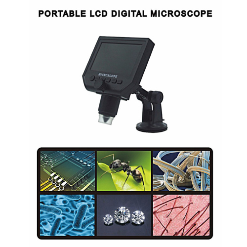 HD Digital Microscope - 600x Zoom, 4.3-Inch HD Display, Built-In Battery, HD Video Recording, Timestamp, Motion Detection