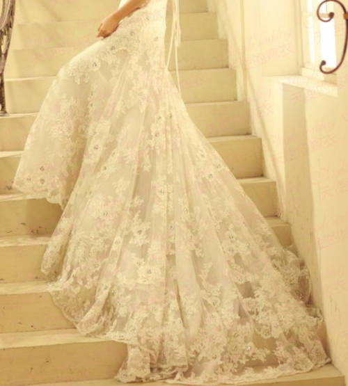 Wedding Dresses *Special* Elegent Strapless Lace Bridal Gown Wedding