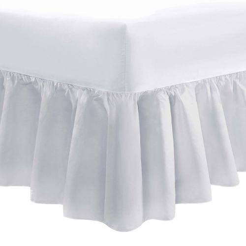 Sheets & Linen DOUBLE Fitted Valance Sheet with all around frill and 2 pillow cases *WHITE