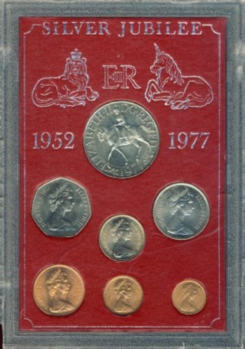 Proof Sets - Great Britain , 1977 Coin Set, Silver Jubilee, Queen ...