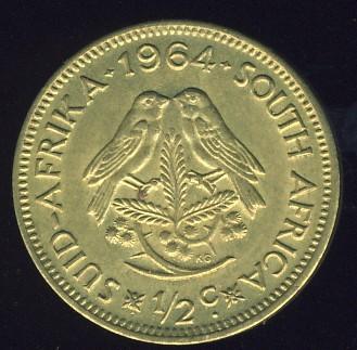 Other Republic of South Africa Coins - 1964 Half Cent, 1/2c coin, South ...