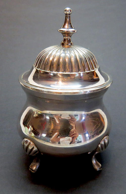 Silver plated sugar bowl with lid