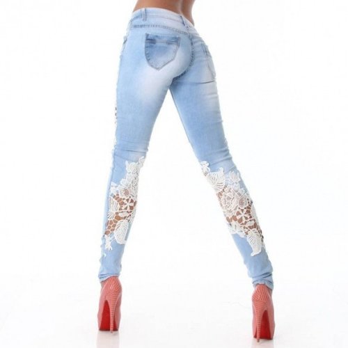 Women's Hollow-Out Lace Spliced Jeans