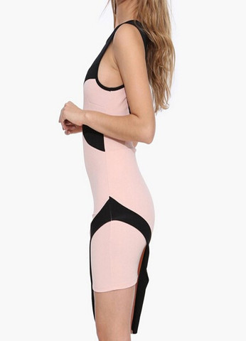Women's High-Low Sleeveless Asymmetrical Dress  - Pink and Black
