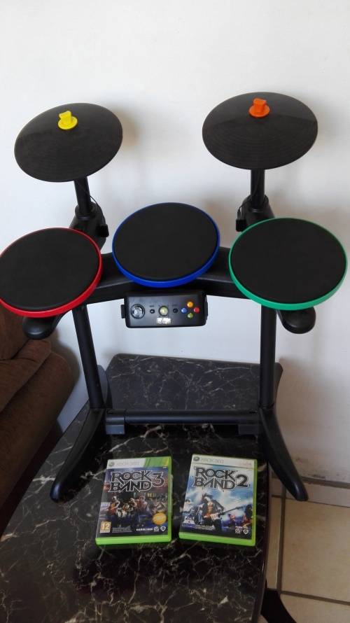 Other Accessories xbox360 GUITAR HERO DRUM SET + GAMES was sold for