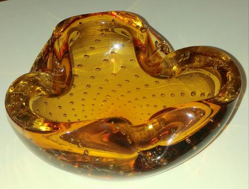 Ashtrays - Amber Controlled Bubbles Glass Ashtray was sold for R275.00 ...