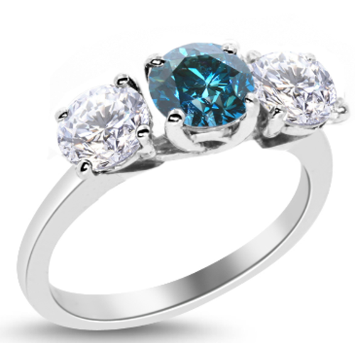 Engagement Rings - BARGAIN 1.34 CT BLUE D/VS2 ROUND DIAMOND THREE STONE ...