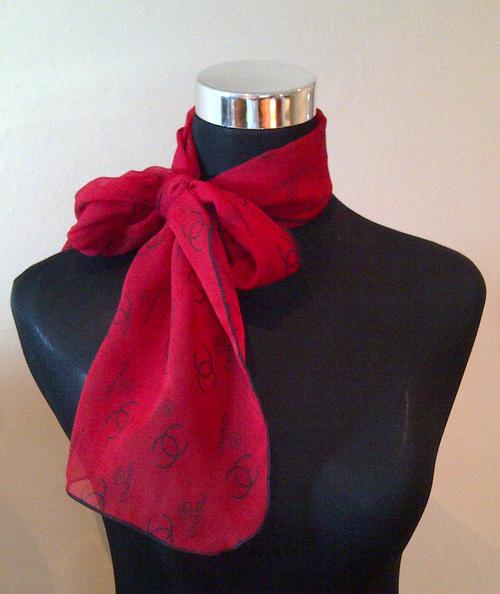 crimson red chanel scarve