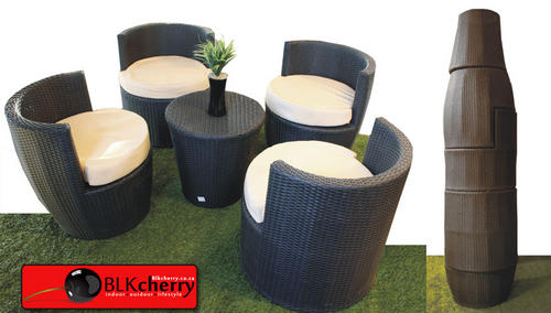 Poly Rattan 4 Seater Stackup - stack-able design for easy storage
