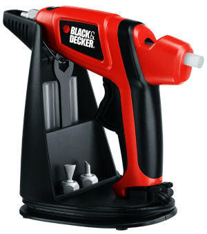 Black Decker Hot Glue gun cordless or use cord for continious heat . With extras