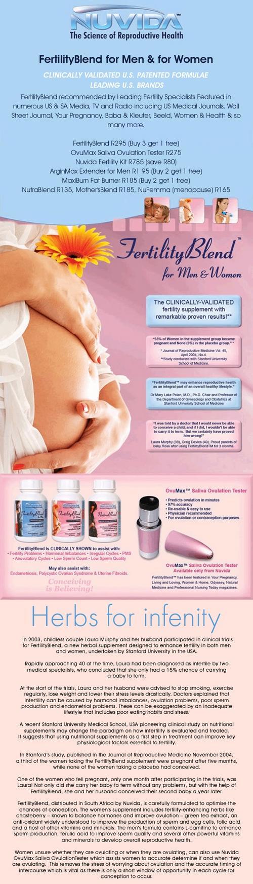 Nuvida FertilityBlend Supplements Herbs for Infertility