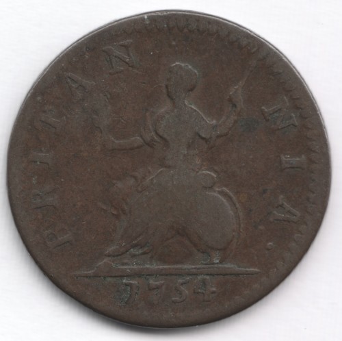 1754 Great Britain half penny - George II