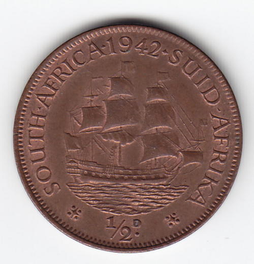 1942 SA Union 1/2d half penny UNC - Book value R650