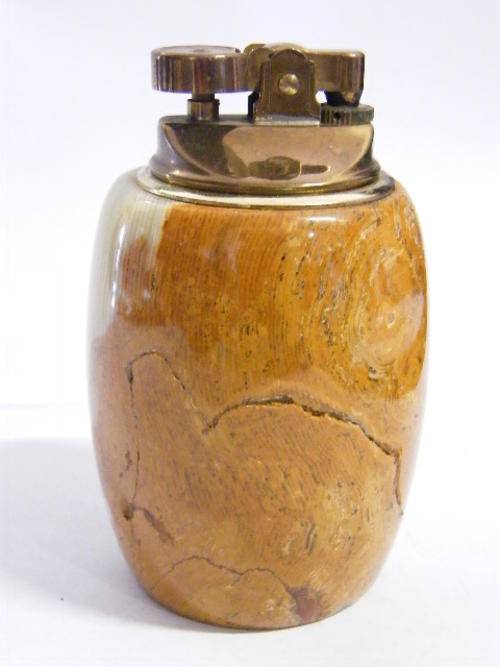 Unieke Antieke Alabaster Gas / Flint table lighter 10cm x 6cm