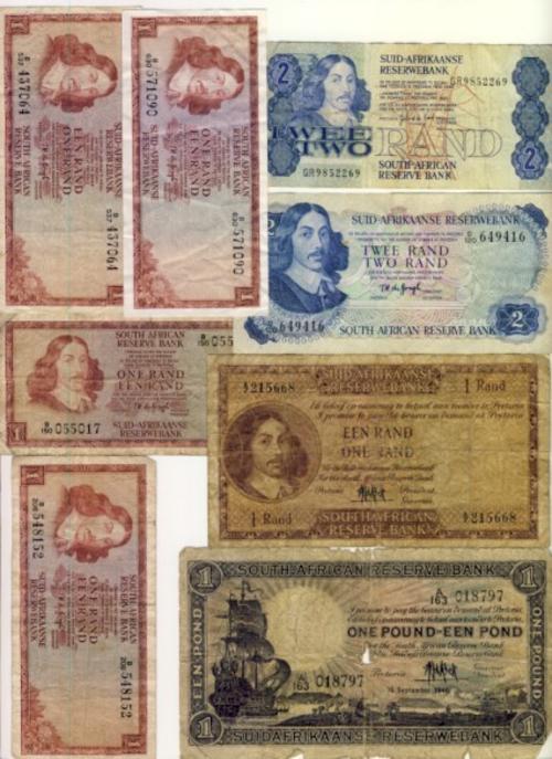 Other South African Bank Notes - Lot of 8 old South Africa banknotes