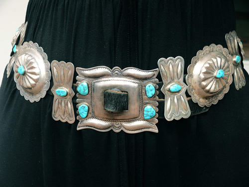 Navajo Indian silver and turquoise belt