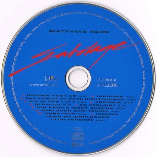 Rock Matthias Reim Sabotage German Polydor Pressing Cd Pop Rock Was Listed For R30 00 On 23 Aug At 15 01 By Allaboutvinylplus In Germany Id 426892197