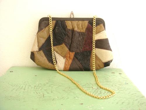 vintage, leather, handbag, patch, patched, bag, brown, beige, black