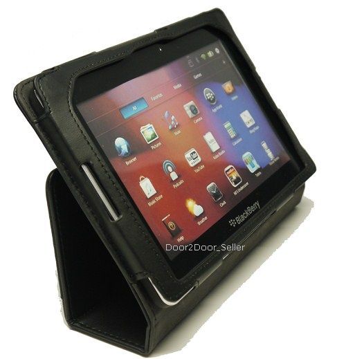Blackberry Playbook Black Genuine Leather Case with stand Cheap + Stylus Pen + Screen Protector - Blackberry Full Cover
