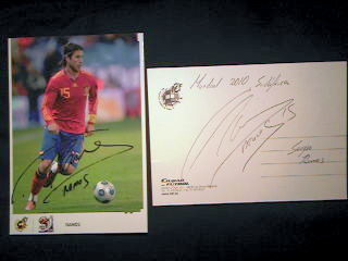 Autographed 2010 Word CupSoccer Postcard of Sergio Ramos 