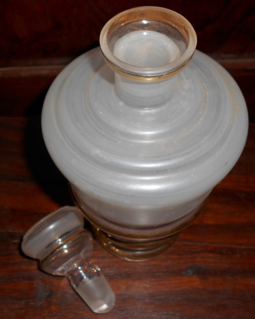 Vintage Large Glass Decanter with Gold Detailing